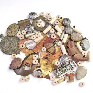 Metal, Stone, Wood Bead & Pendant Lot for Jewelry Making / Boho Tribal Style
